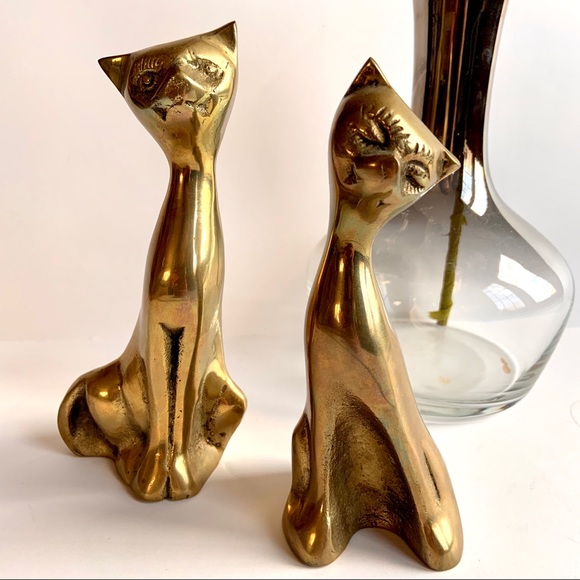 Anthropologie Other - Vintage Brass Cat Figurines Mid Century Modern